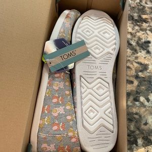 BNIB Toms Alpargata Drizzle Gey Melange Twill Fox Print Women’s 12